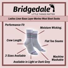 Bridgedale Womens Liner Base Layer Merino Wool Performance Boot Socks (Dk Grey / Blue) - Fast Shipping And Quick Delivery - Grey - View 4