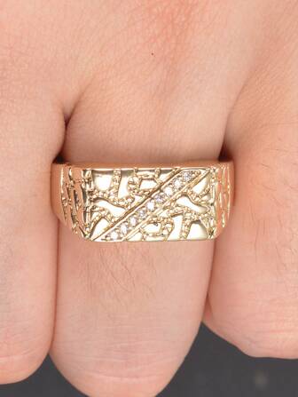 1pc Fashion Copper Plated 14k Cubic Zirconia Closed-Loop Men's Fashion Jewelry To Send Lover's Birthday Gift.