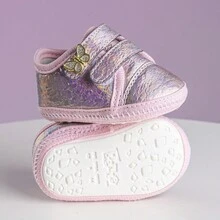 Sneakers For Baby Girl Children's Holographic And Golden Butterfly Comfort And Style - 乾枯玫瑰色 - 查看 3