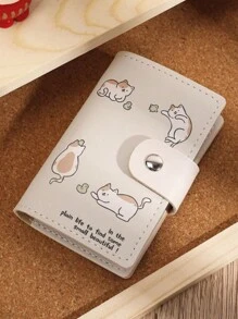 Small 20 Card Slots For Cards Driver's License And Other Cards Cartoon Cat Pattern Snap Button Card Case Card Holder Card Holder Wallet Business Card Holder Credit Card Holder Card Holder Women Photocard Holder For Women Wallet Mini Wallet Purse Wallet Card Wallet