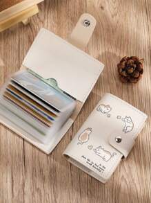 Small 20 Card Slots For Cards Driver's License And Other Cards Cartoon Cat Pattern Snap Button Card Case Card Holder Card Holder Wallet Business Card Holder Credit Card Holder Card Holder Women Photocard Holder For Women Wallet Mini Wallet Purse Wallet Card Wallet