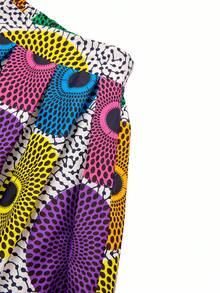 Conjunto de dos piezas africano con top corto de un hombro y falda - Multicolor - Ver 4