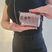 Women's Bag Mini Leather Bag Baladinha Chain Strap Fashion Launch 12 Colors - Màu hồng gỉ - Xem 5