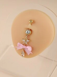 1 thanh thép không gỉ có đính pha lê Rhinestone màu hồng hình giọt nước trang sức xỏ rốn, trang sức đeo hàng ngày cho cả nam và nữ, ngày lễ tình nhân, mẹ, mẹ, ngày của mẹ, quà tặng - Loại bướm - Xem 1