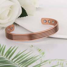 1 pieza Pulsera de cobre puro al 99,99% para mujer, brazalete ajustable, regalo para mujeres, madre, esposa - Bronce - Ver 3