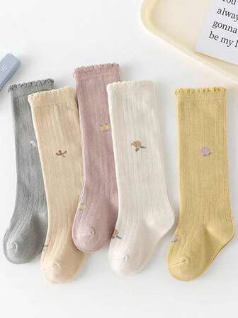 5 Pairs New Baby Socks, Soft Ankle Socks For Newborns, Non-Binding Tall Socks For Infants, Spring/Autumn