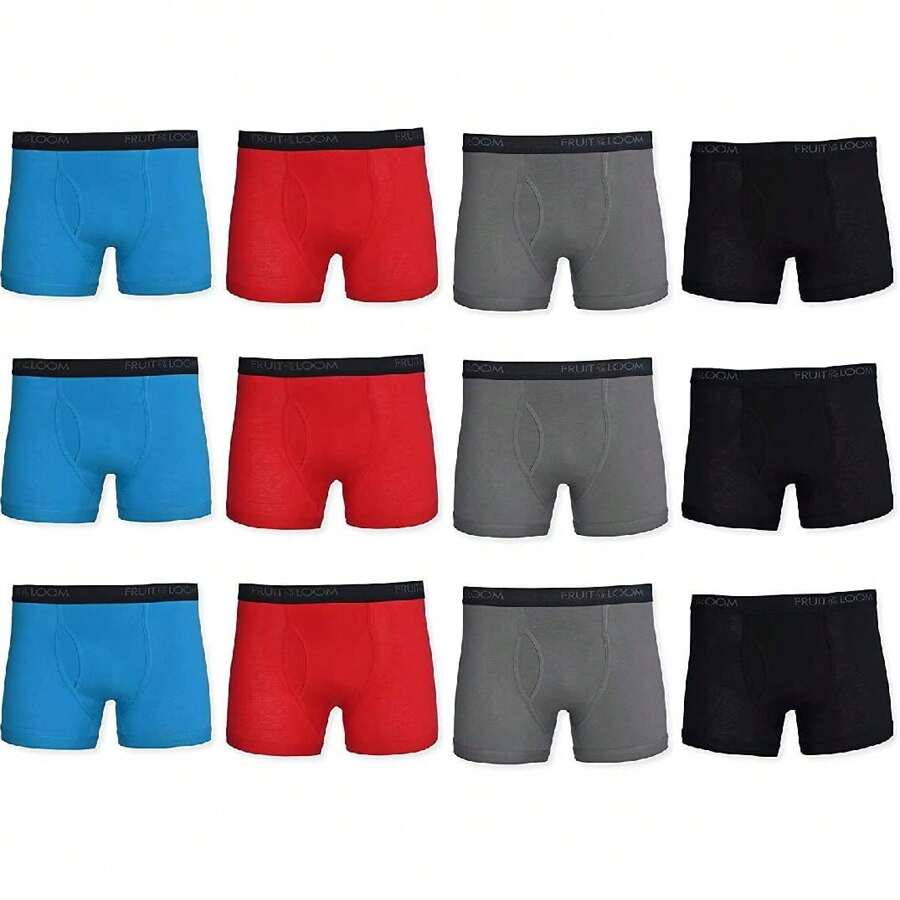 Fruit Of The Loom 12-Pack Comfort Stretch Short Leg Men's Cotton Spandex Performance Boxer Briefs