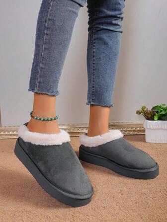 女士高帮毛绒冬季便鞋室内鞋