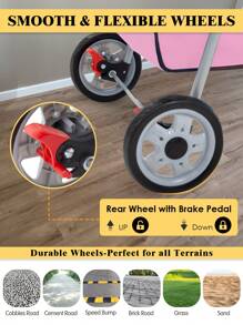 Dog Stroller, 3 Wheels Pet Cat Jogger Stroller, Folding Carrier Waterproof Puppy Stroller With Cup Holder & Removable Liner, Dog Strollers For Small Dogs, For Small And Medium Pets