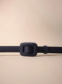 Women's Fashion Belts Thin 1.7cm Colorful Synthetic Leather - 藏蓝色 - 查看 2
