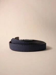 Women's Fashion Belts Thin 1.7cm Colorful Synthetic Leather - 藏蓝色 - 查看 6