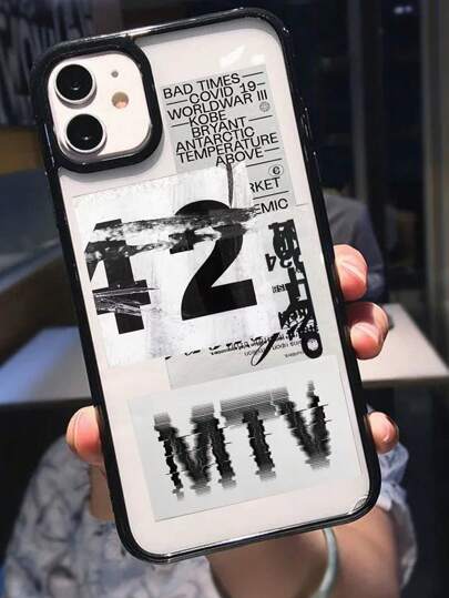 غطاء هاتف أرقام مع إطار أسود متوافق مع هواتف آيفون 11/12/13/14/15/12 ميني/13 ميني ، هدية للرجال ، غطاء هاتف للرجال