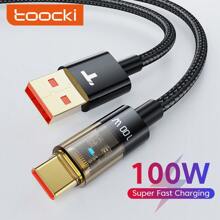 Toocki 6A Super Fast Charging Cable 100W USB Type C Charger Cord Quick Charge 3.0 For Oppo Vivo Fast Charging USBC Fast Charging Data Wire Cord