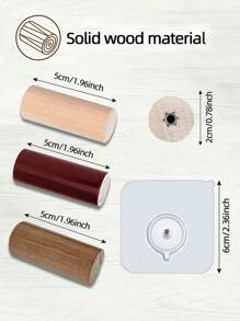 meike 2pcs Wood Cylindrical Wall Hooks, No Screws Needed, Self-Adhesive, Angled Design For Hanging Clothes/Bags, Holds Up To 8.8 Lbs, Suitable For Bedroom, Kitchen, Living Room