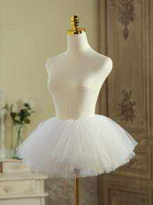 1 Stück vielseitiger weißer/schwarzer Tüllrock, ohne Knochen, weiches Tüll Lolita Kleid für den Alltag, Cosplay, Aufführungen, Ballett Tanz - A - Übersicht 6