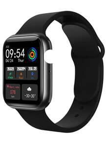 T500+Plus reloj inteligente de pantalla completa de 1,75 pulgadas llamada Bluetooth personalizada fondos de pantalla música frecuencia cardíaca presión arterial - Negro - Ver 1