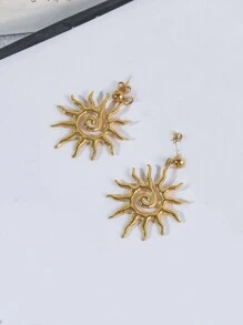 Mazuer 1 Pair Vintage Gold Color Exaggerated Chic Earrings With Pendant Design, Fashion Jewelry For Women, Suitable For Dates, Teacher's Day, Graduation, Thanksgiving, Parties, Daily Wear, Vacations