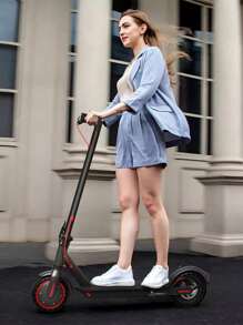 Electric Scooter 8.5 Inch Solid Tire Portable Lightweight Electric Scooter Comfortable And Convenient Urban Transportation Travel Portable Foldable Adult Electric Scooter 36V 350W Electric Commuting Sports Scooter - màu đen - Xem 2