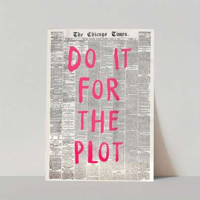 1 pezzo Stampa su tela senza cornice con citazione popolare in stile retrò con giornale rosa, poster creativo su tela, arte murale su tela, pittura artistica, può essere usata come regalo, per camera da letto, ufficio, soggiorno, caffetteria, bar, decorazione murale, arredamento per casa e dormitorio