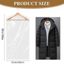 20 piezas Bolsas transparentes para prendas, bolsas de plástico transparente de 4 mil de grosor para limpieza en seco, almacenamiento de trajes, vestidos, abrigos, ideal para limpieza en seco, almacenamiento en el hogar, decoración de viaje, disfraces de Halloween, decoración de otoño, decoración de festivales - Transparente (PE) - Ver 9