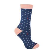 Miss Sparrow 1 Pack Ladies Novelty Patterned Bamboo Socks (Hearts (Navy)) - Fast Shipping And Quick Delivery - Navy Blue - View 1