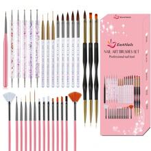 31pcs Professional Nail Art Brush Set - 3D Builder Gel Brush, Acrylic Drawing Pen, Salon-Quality Design Tools For Home Manicure And Salon Use