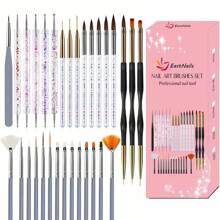 31pcs Professional Nail Art Brush Set - 3D Builder Gel Brush, Acrylic Drawing Pen, Salon-Quality Design Tools For Home Manicure And Salon Use