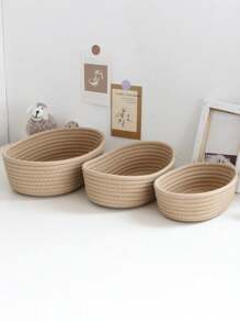 3M 1pc/3pcs Nylon Woven Desktop Storage Basket, Modern Bathroom Tissue Holder, Simple Style