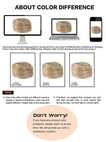 Blonde Straight Hair Buns Synthetic Chignon Extensions Elastic Band Updo Hair Bun Hairpieces Scrunchie  Wrap Donut Chignon Hair Accessories - Linen Gold - View 7