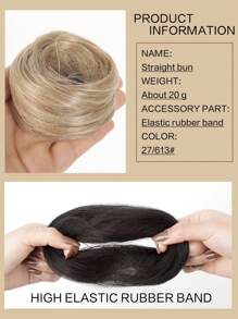 Blonde Straight Hair Buns Synthetic Chignon Extensions Elastic Band Updo Hair Bun Hairpieces Scrunchie  Wrap Donut Chignon Hair Accessories - Linen Gold - View 6