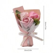 1 ramo de flores artificiales contiene 3 rosas falsas, Gypsophila artificial Flor de bebé, papel de envolver flores, Flores de jabón inmortales de 20cmx13cm, adecuado para regalos de cumpleaños o aniversario para mamá, mejores amigas, amigos, regalos del Día de la Madre, San Valentín, recuerdos de boda y decoración de mesa para fiestas en el hogar - Multicolor - Ver 5