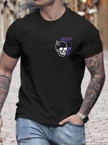 MURAMASA Camiseta Gráfica Esqueleto Para Hombre - Negro - Ver 1