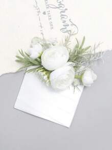 1 peça de lapela de bolso única, lapela artificial branca para homens noivos para casamento, baile de formatura, baile de boas-vindas, aniversário, formatura, etc. Dia dos namorados