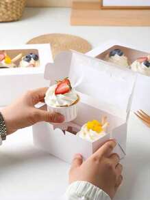 5pcs/10pcs Paperboard Cupcake/Pastry Boxes, Suitable For Baked Goods, Festivals, Parties
