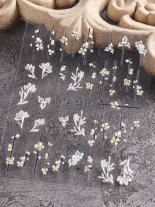 简约花朵3D美甲贴纸 小白镂空芙蓉花凝胶指甲油贴纸滑块 DIY美甲装饰配件 美甲用品 - 彩色 - 查看 4