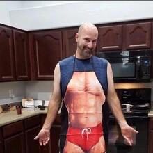 1pc Muscular Man Printed Chef Apron, Sleeveless Waterproof And Stain-Resistant Apron, Creative Funny High-Definition Printing, Suitable For Home Cooking, BBQ, Party