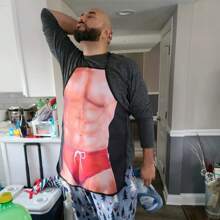 1pc Muscular Man Printed Chef Apron, Sleeveless Waterproof And Stain-Resistant Apron, Creative Funny High-Definition Printing, Suitable For Home Cooking, BBQ, Party