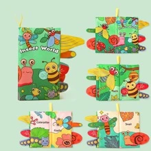 Libro de tela masticable con cola para bebé, juguete de dentición para educación temprana