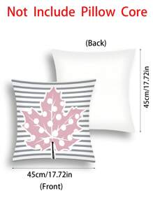 4 pièces/1 pièce Housse de coussin décorative de thanksgiving avec imprimé de citrouille à pois rose, feuille d'érable et rayure de lettre anglaise, couvre-coussin de décoration de thanksgiving