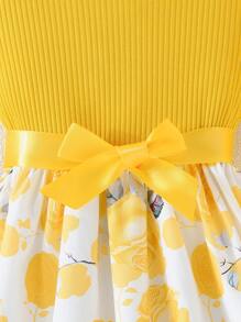 Young Girl Cute Butterfly Pattern Summer Dress, Children's Clothing - Yellow - View 5