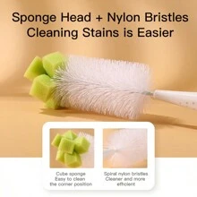 SAIDAH Simple Nylon Sponge Suction Feeding Bottle Nipple Pacifier Brush Set Water Sippy Vacuum Cup Cleaning(3 In 1)
