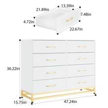 8 Drawer Dresser For Bedroom, Wood Dresser Tv Stand, Modern Chest Of Drawers, Storage Organization Unit For Closet, Living Room, Hallway - White - View 4