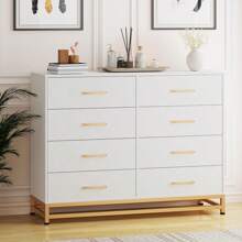 8 Drawer Dresser For Bedroom, Wood Dresser Tv Stand, Modern Chest Of Drawers, Storage Organization Unit For Closet, Living Room, Hallway - White - View 1