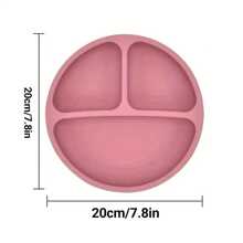 1pc Infant/Toddler Divided Silicone Suction Plate, Material, Non-Slip, Microwave & Dishwasher Friendly, Weaning Feeding Supplies - Grey - View 3