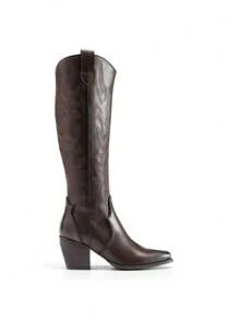 Knee High Boots Women, Pull On Zipper Chunky Heel Pointed Toe Embroidered Western Cowgirl Cowboy Boots Christmas Fall - 棕色 - 查看 6