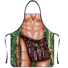 1pc Muscular Man Printed Chef Apron, Sleeveless Waterproof And Stain-Resistant Apron, Creative Funny High-Definition Printing, Suitable For Home Cooking, BBQ, Party