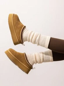 Genuine Suede Women's Fashion Platform Slippers - Short Ankle Boot With Anti-Slip Sole- Cozy, Fuzzy, And Warm Winter Footwear FuzzyEasy Women's Platform Slip-On , Ideal For Indoor And Outdoor Use Suitable For Gift (SUGGEST SIZE UP)