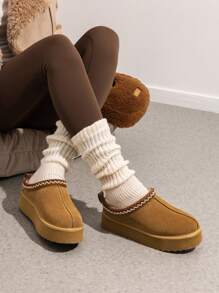 Genuine Suede Women's Fashion Platform Slippers - Short Ankle Boot With Anti-Slip Sole- Cozy, Fuzzy, And Warm Winter Footwear FuzzyEasy Women's Platform Slip-On , Ideal For Indoor And Outdoor Use Suitable For Gift (SUGGEST SIZE UP)