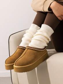 Genuine Suede Women's Fashion Platform Slippers - Short Ankle Boot With Anti-Slip Sole- Cozy, Fuzzy, And Warm Winter Footwear FuzzyEasy Women's Platform Slip-On , Ideal For Indoor And Outdoor Use Suitable For Gift (SUGGEST SIZE UP)
