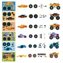 8/16/24/32 张怪兽卡车贴纸，多种图案可选，派对礼品，DIY 怪兽卡车，汽车主题装饰 - 彩色 - 查看 6